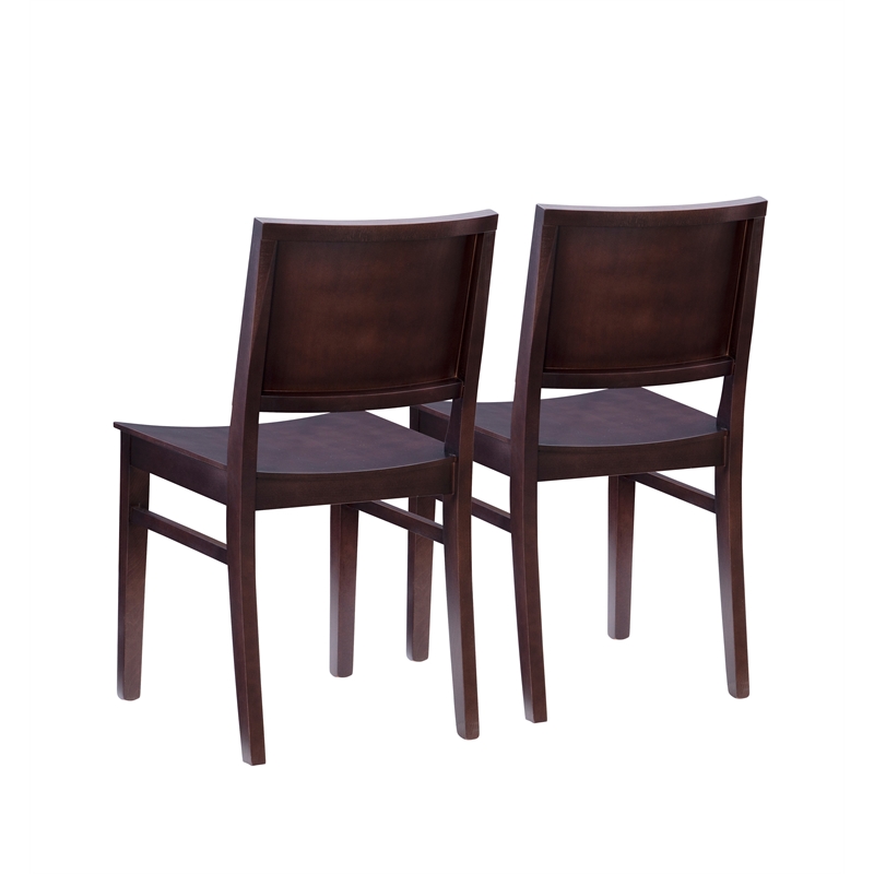 Linon Burke Solid Beechwood Commercial Grade Set of Two Side Chairs in Espresso
