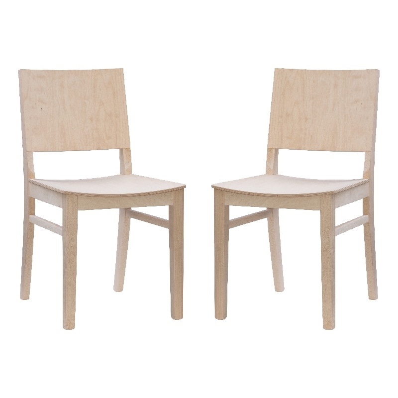 Linon Burke Commercial Grade Set of Two Armless Side Chairs in Unfinished Wood