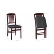 Linon Triena Set of 2 Folding Chairs with Brown Faux Leather Seat in Merlot Wood