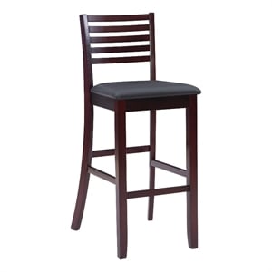 Linon Triena Ladder Back Faux Leather Seat 31&quot Bar Stool in Merlot Wood