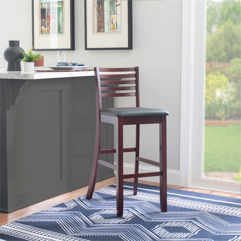 Linon Triena Ladder Back Faux Leather Seat 31
