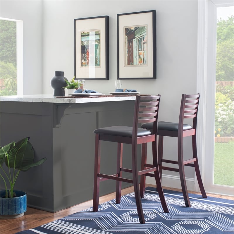 Linon Triena Ladder Back Faux Leather Seat 31