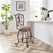 Linon Gathered Swivel Counter Stool Faux Leather Padded Seat in Bronze Metal