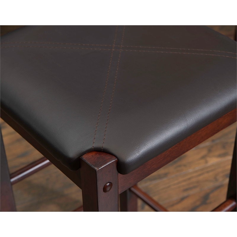 Linon Tifton Three Piece Wood Tavern Dining Set Backless Stools in Espresso