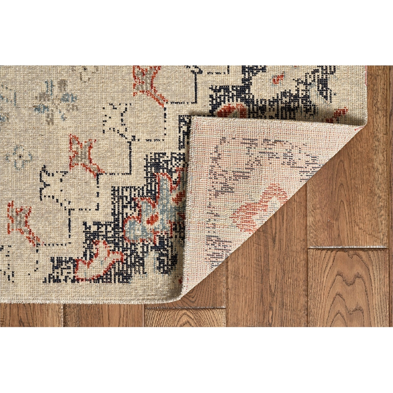Linon Great Zero Rollins Machine Made Polyester 3'x5' Rug in Ivory