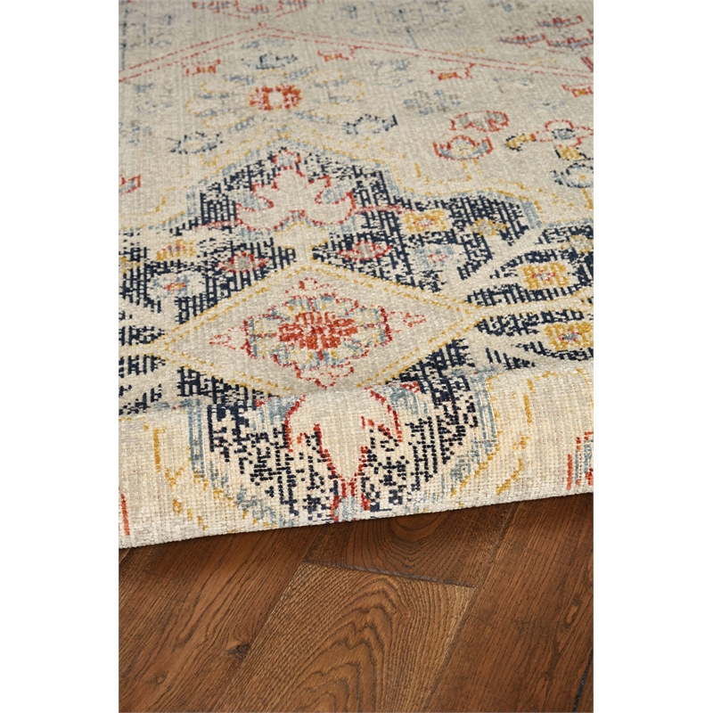 Linon Great Zero Rollins Machine Made Polyester 3'x5' Rug in Ivory