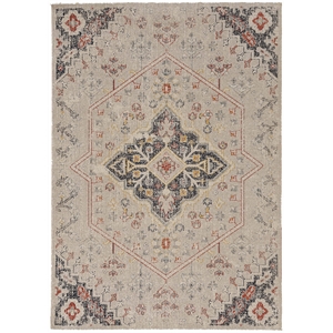 Linon Great Zero Rollins Machine Made Polyester 5'x7'6&quot Rug in Ivory