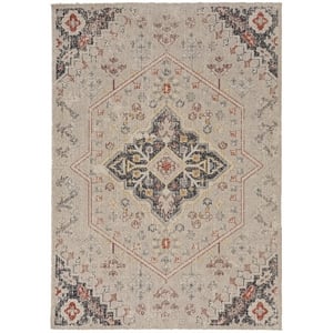 Linon Great Zero Rollins Machine Made Polyester 8'x10' Rug in Ivory