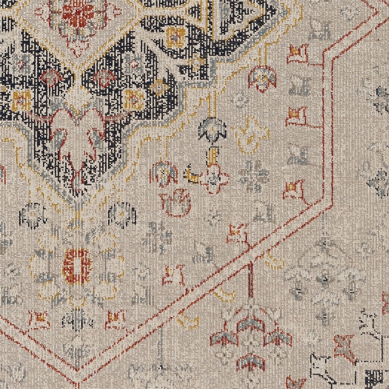 Linon Great Zero Rollins Machine Made Polyester 8'x10' Rug in Ivory