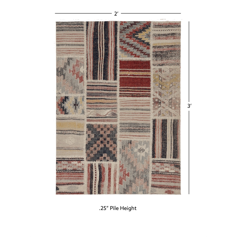 Linon Great Zero Giles Machine Made Polyester 2'x3' Rug in Ivory