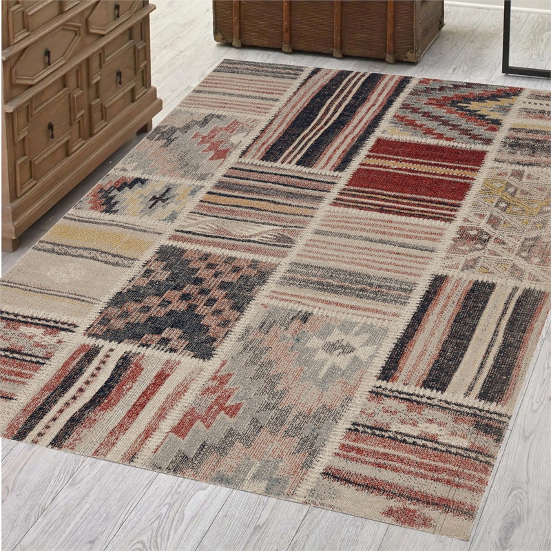 Linon Great Zero Giles Machine Made Polyester 3'x5' Rug in Ivory