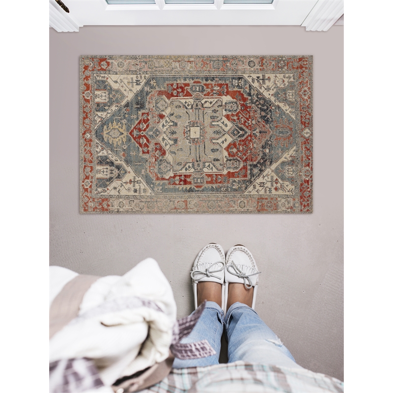 Linon Great Zero Anlow Machine Made Polyester 2'x3' Rug in Ivory