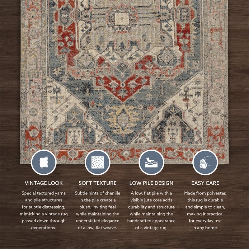 Linon Great Zero Anlow Machine Made Polyester 8'x10' Rug in Ivory