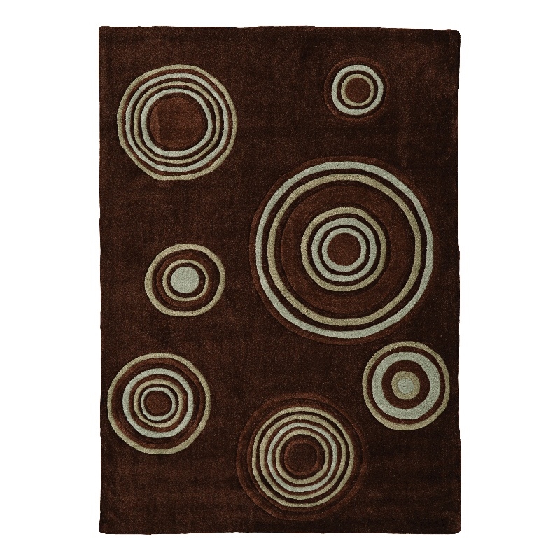 Linon Trio Brinlee Hand Tufted Polyester 5'x7' Rug in Chocolate Brown