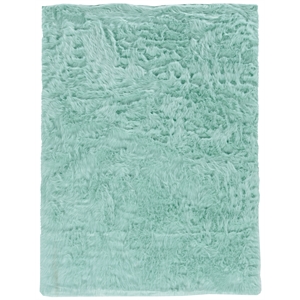 Linon Shep Faux Fur Tufted Acrylic 5'x7' Rug in Blue