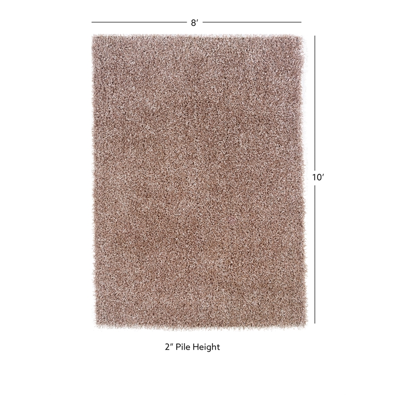 Linon Confetti Shag Hand Tufted Polyester 8'x10' Rug in Champagne Beige