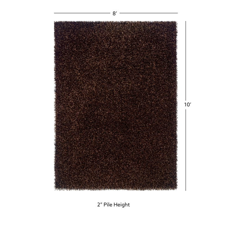 Linon Confetti Shag Hand Tufted Polyester 8'x10' Rug in Brown