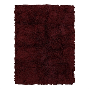 Linon 3A Flokati Hand Woven Wool 9'x12' Rug in Burgundy Red