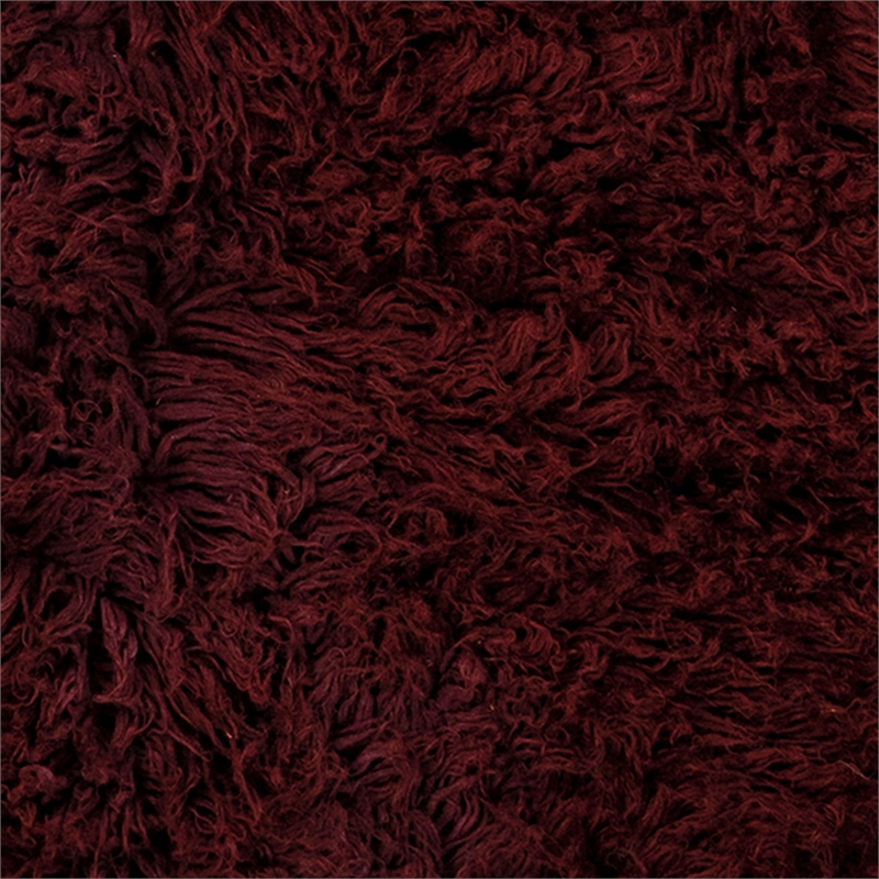 Linon 3A Flokati Hand Woven Wool 9'x12' Rug in Burgundy Red