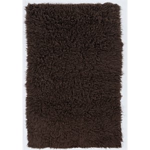 Linon New Flokati Hand Woven Wool 2'4&quotx4'3&quot Rug in Cocoa Brown