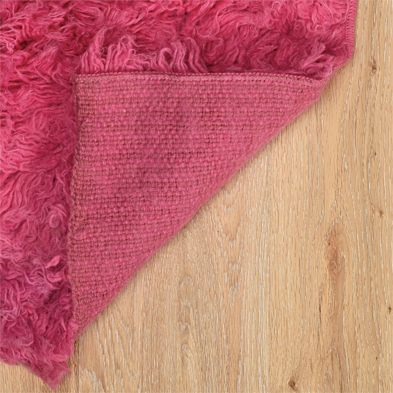Linon New Flokati 1400grams Hand Woven Wool 8'x10' Rug in Pink