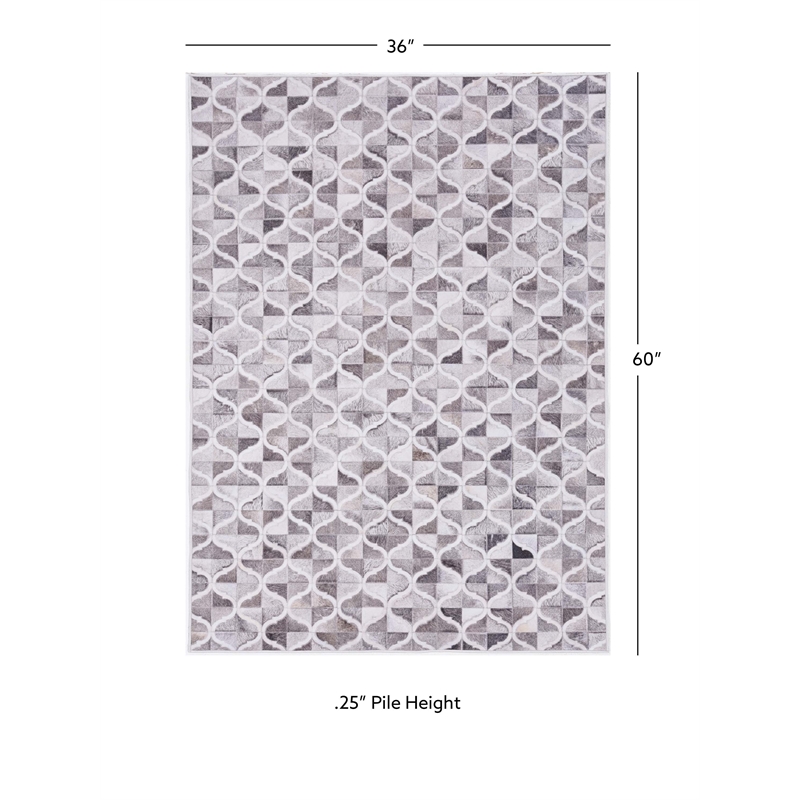 Linon Laredo Brim Woven Polyester 3'x5' Rug in Gray