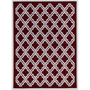 Linon Calibri Trefoil Machine Made Polypropylene 6'5&quotx9'3&quot Rug in Red