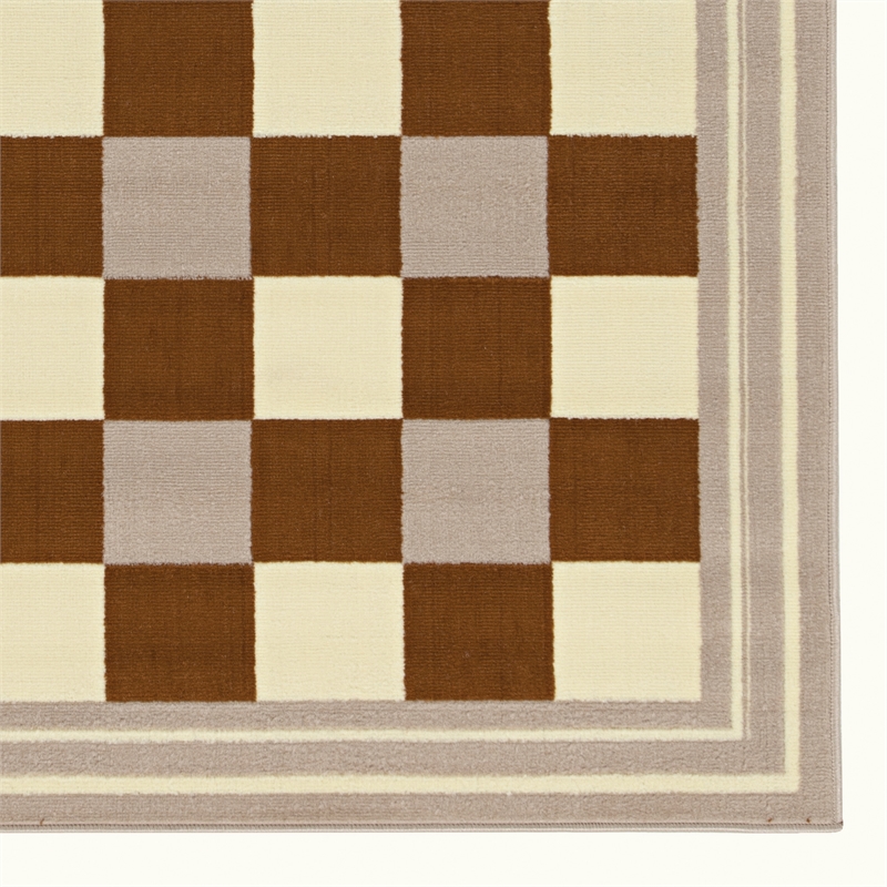 Linon Calibri Gingham Machine Made Polypropylene 6'5