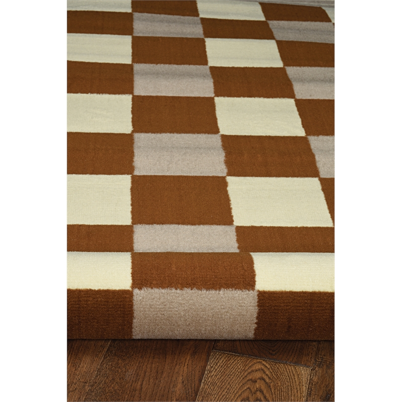 Linon Calibri Gingham Machine Made Polypropylene 6'5