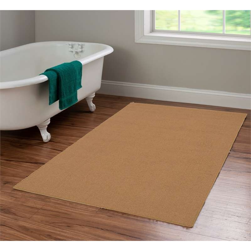 Linon Rushton Hand Tufted Wool 3'x5' Rug in Cork Brown
