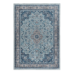 Linon Eclipse Macon Woven Polyester 6'7&quotx 9'7&quot Rug in Blue
