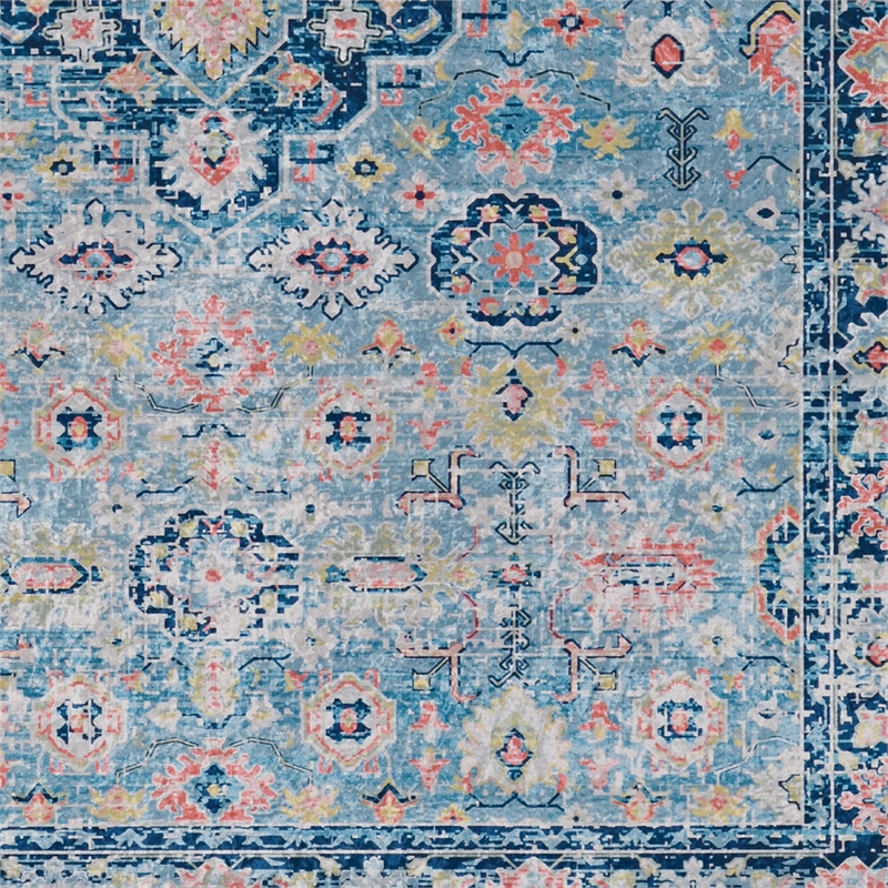 Linon Eclipse Agile Woven Polyester 5'x 7' Rug in Blue