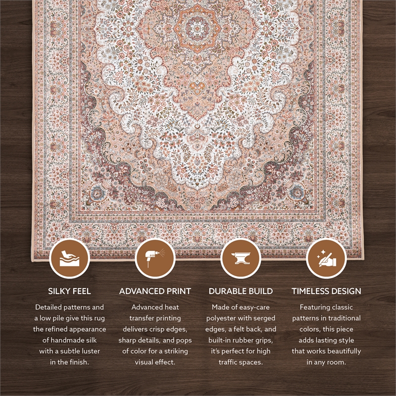 Linon Eclipse Myer Woven Polyester 5'x 7' Area Rug in Ivory