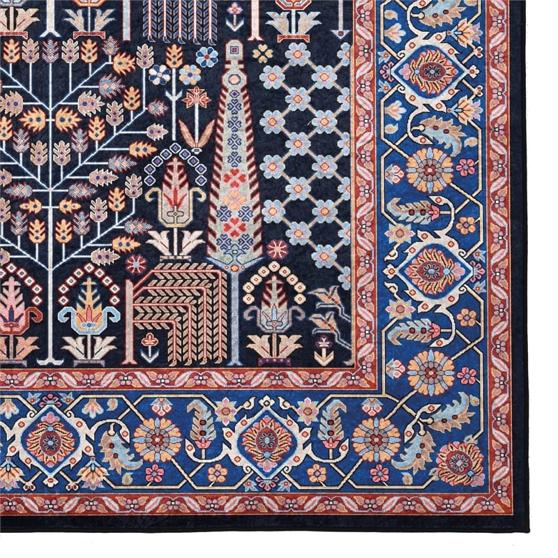 Linon Eclipse Tenley Woven Polyester 5'x 7' Rug in Navy Blue
