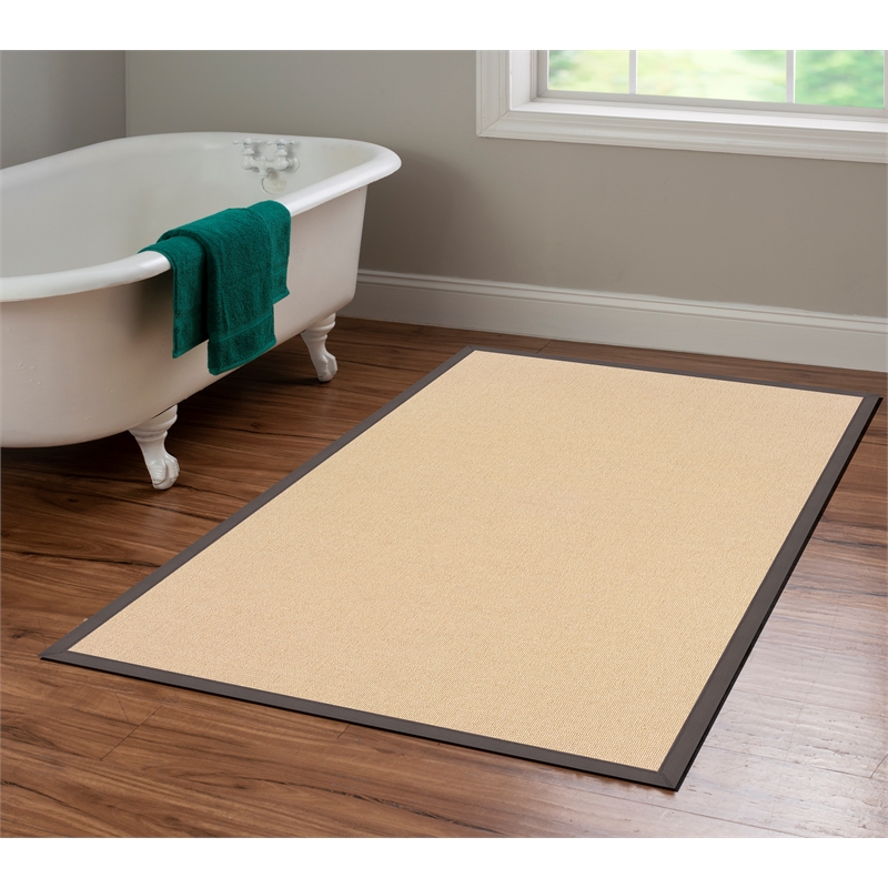 Linon Empire Machine Tufted Wool 4'x6' Rug in Natural and Slate