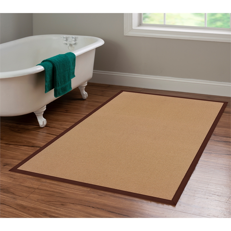 Linon Empire Machine Tufted Wool 4'x6' Rug in Cork Brown and Brown