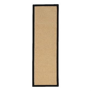 Linon Empire Machine Tufted Wool 2'6&quotx12' Rug in Sisal and Black Leather