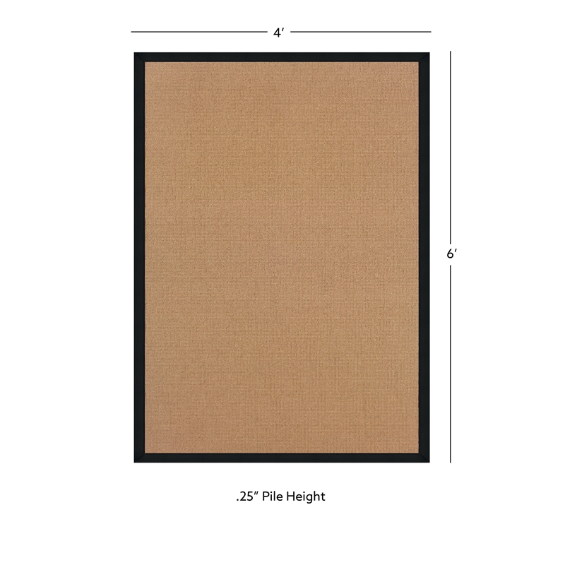 Linon Empire Machine Tufted Wool 4'x6' Rug in Cork Brown and Black