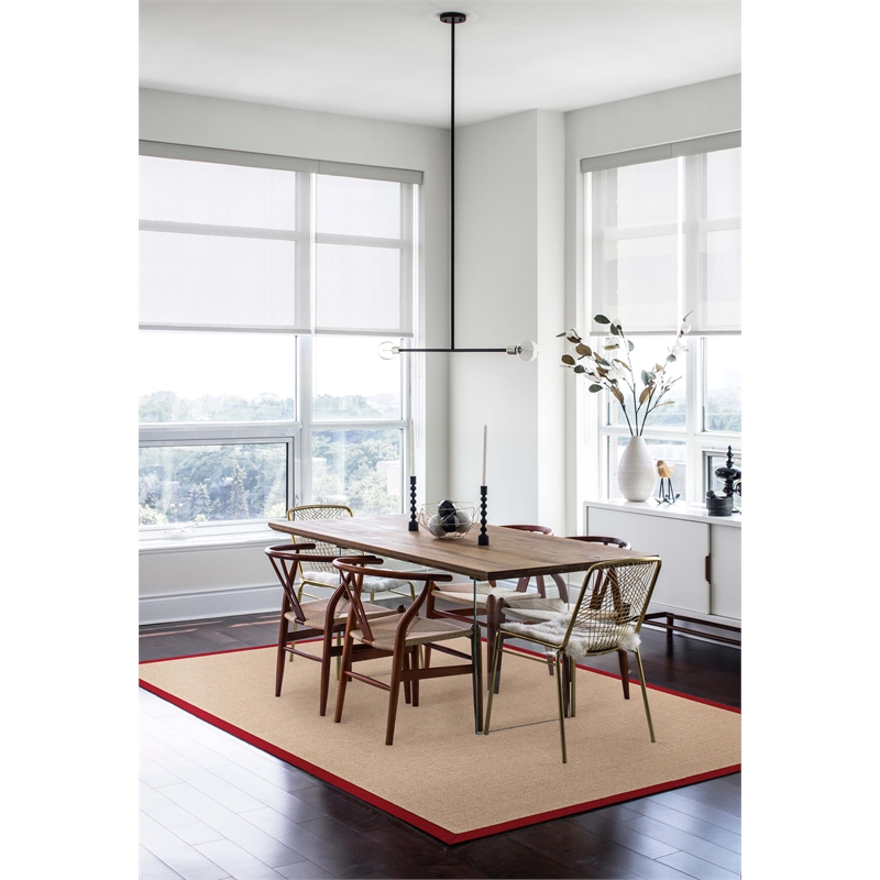 Linon Empire Machine Tufted Wool 8'x11' Rug in Natural and Red