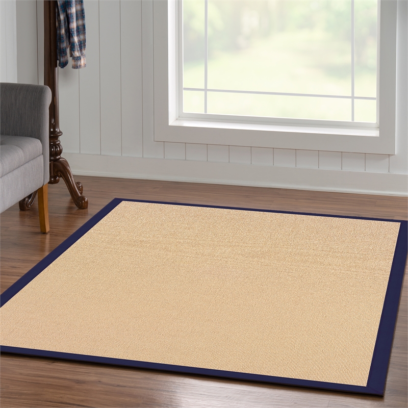 Linon Empire Machine Tufted Wool 5'x8' Rug in Natural and Blue