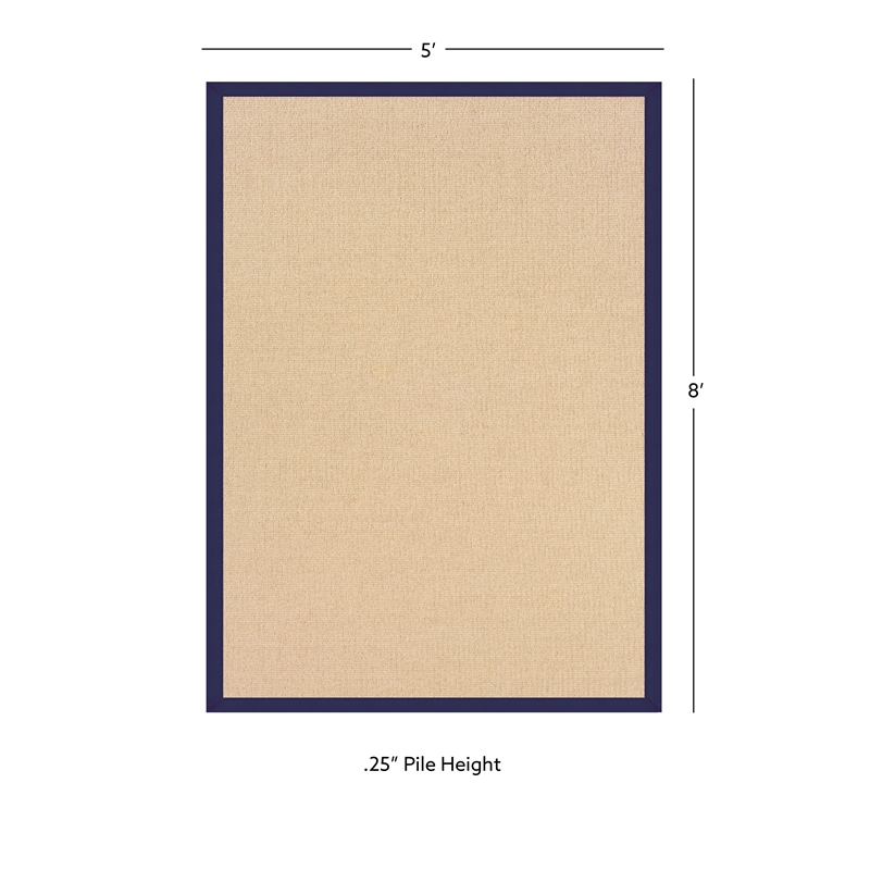 Linon Empire Machine Tufted Wool 5'x8' Rug in Natural and Blue