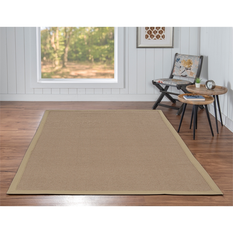Linon Empire Machine Tufted Wool 5'x8' Rug in Cork Brown and Beige