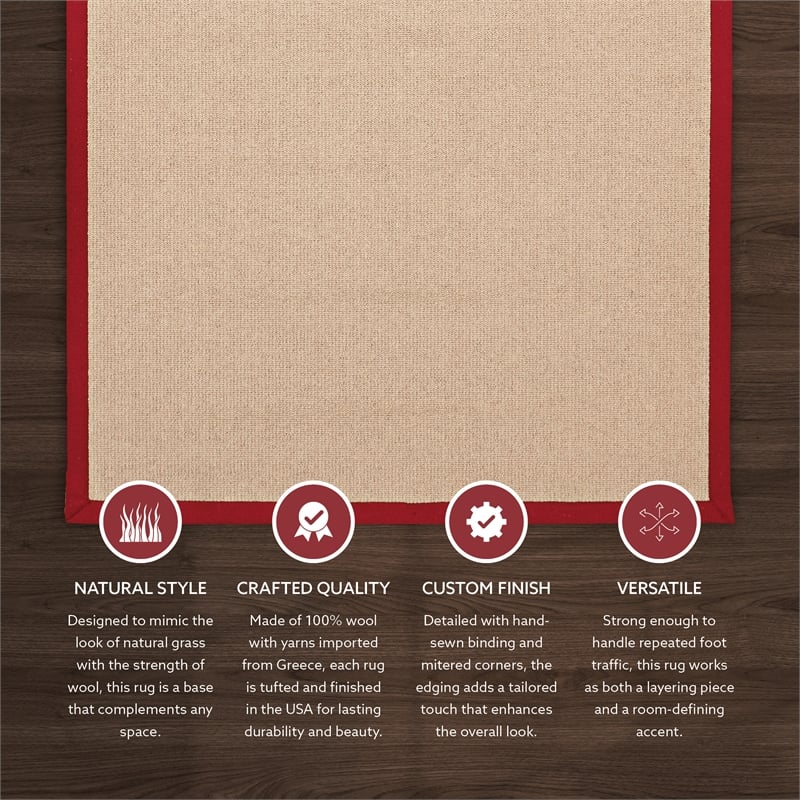 Linon Empire Machine Tufted Wool 5'x8' Rug in Cork Brown and Red