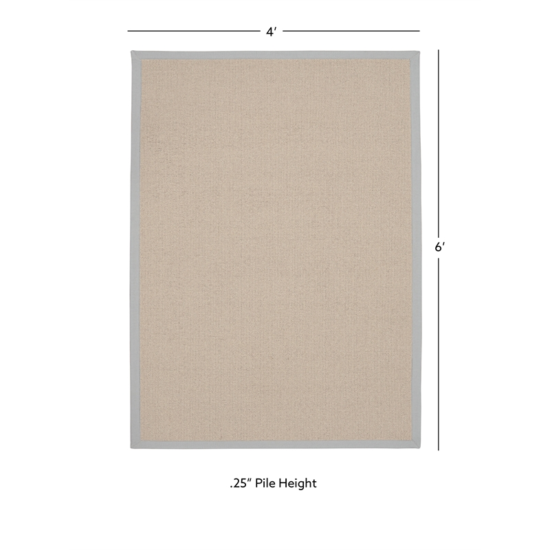 Linon Empire Machine Tufted Wool 4'x6' Rug in Natural and Ice Blue