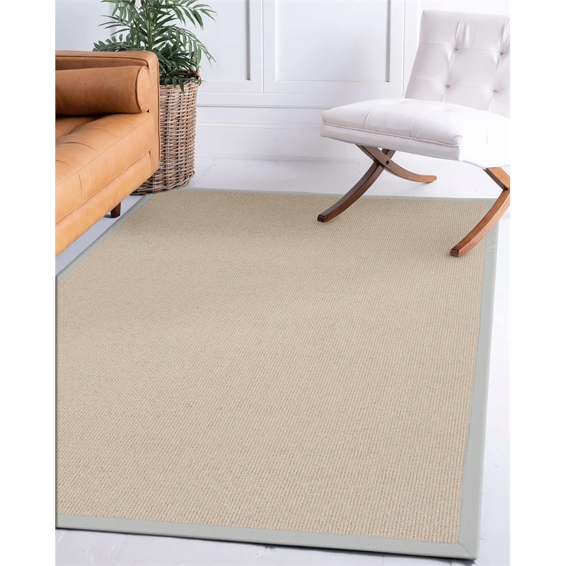 Linon Empire Machine Tufted Wool 5'x8' Rug in Natural and Ice Blue