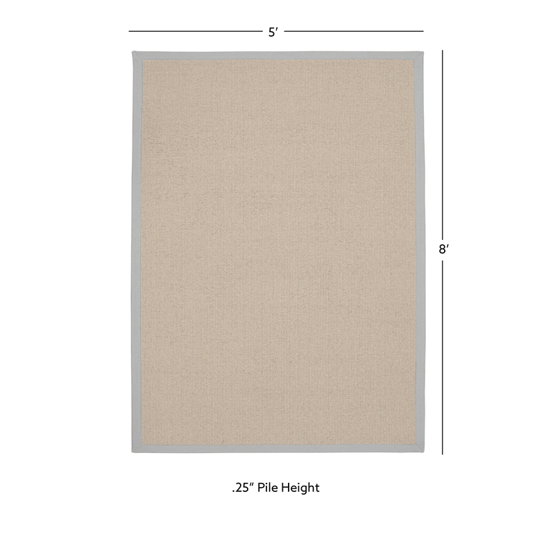 Linon Empire Machine Tufted Wool 5'x8' Rug in Natural and Ice Blue