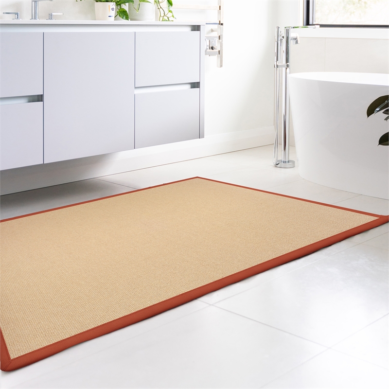 Linon Empire Machine Tufted Wool 4'x6' Rug in Natural and Burnt Orange