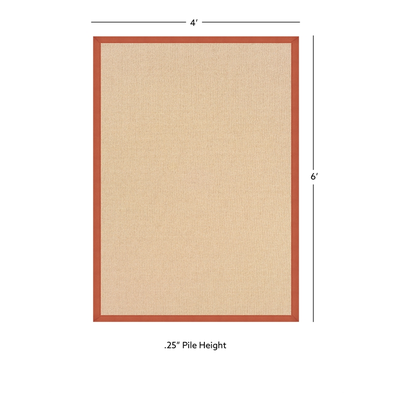 Linon Empire Machine Tufted Wool 4'x6' Rug in Natural and Burnt Orange