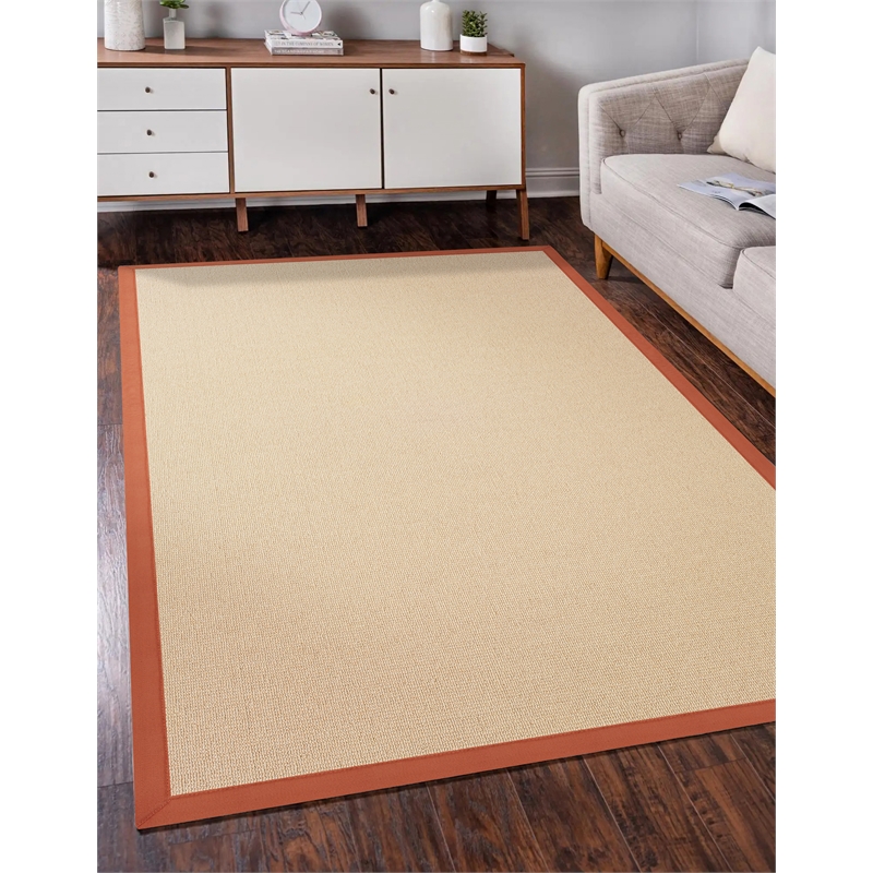 Linon Empire Machine Tufted Wool 5'x8' Rug in Natural and Burnt Orange