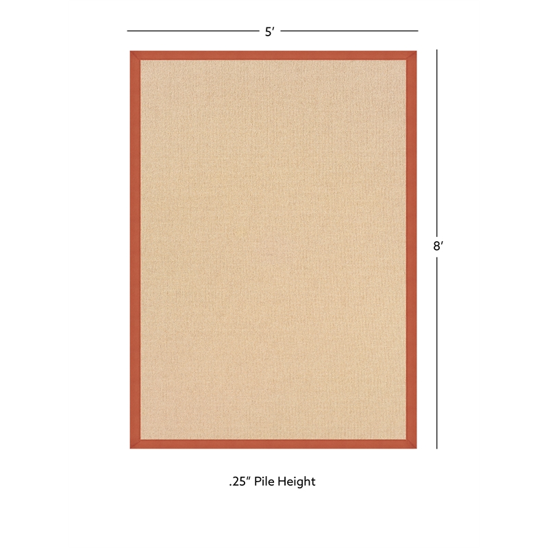 Linon Empire Machine Tufted Wool 5'x8' Rug in Natural and Burnt Orange